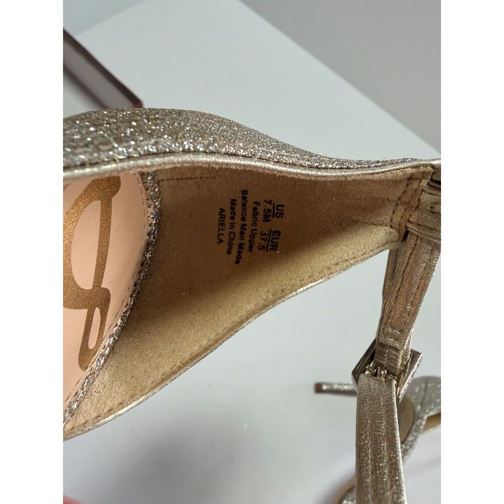 Sam Edelman Ariella Gold Sparkle Sandals w/Stiletto Ankle Strap. Women’s 7.5 - Picture 12 of 12
